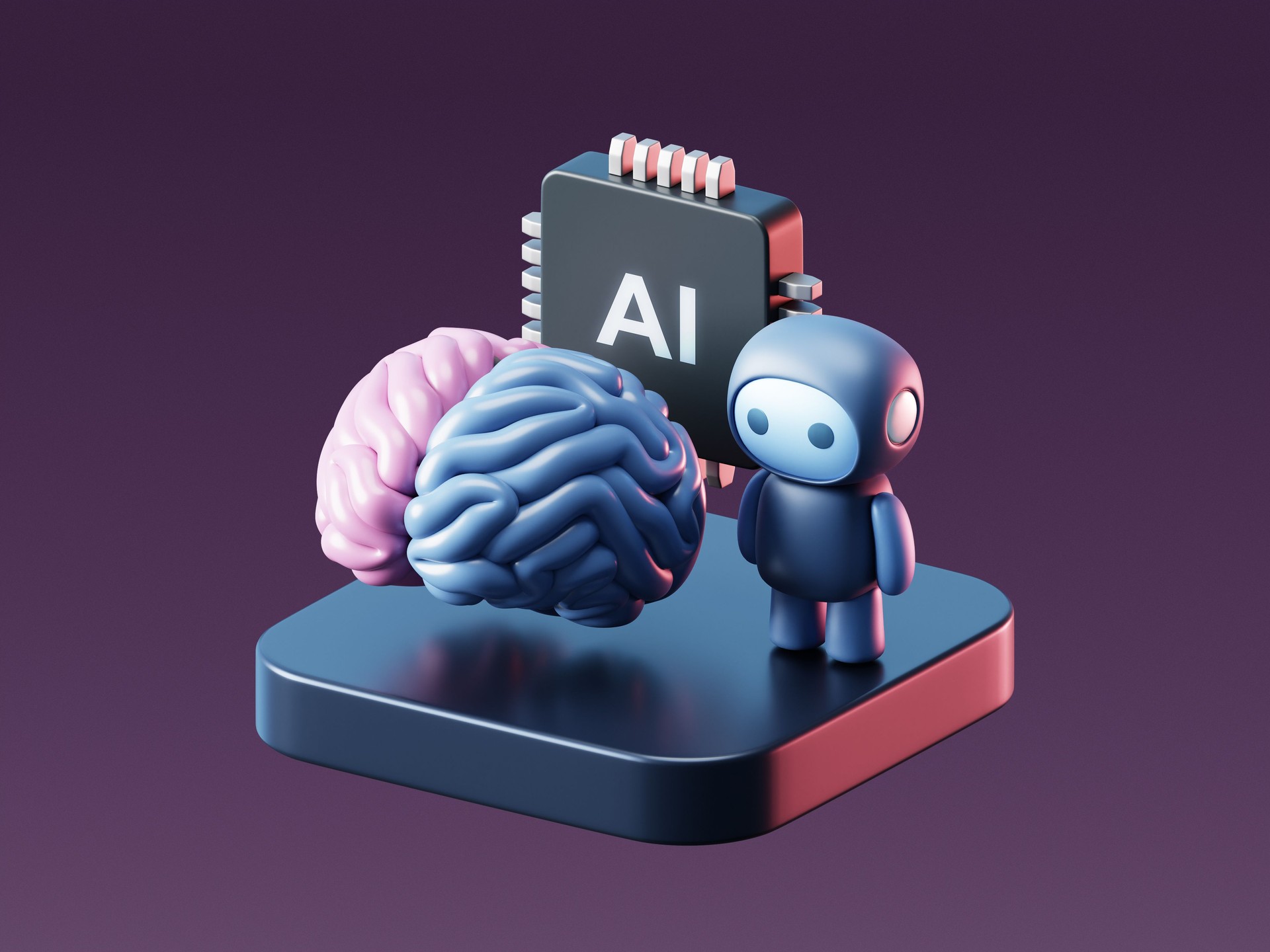 3D AI Brain with Artificial Intelligence Technology and Neural Digital Data Machine.